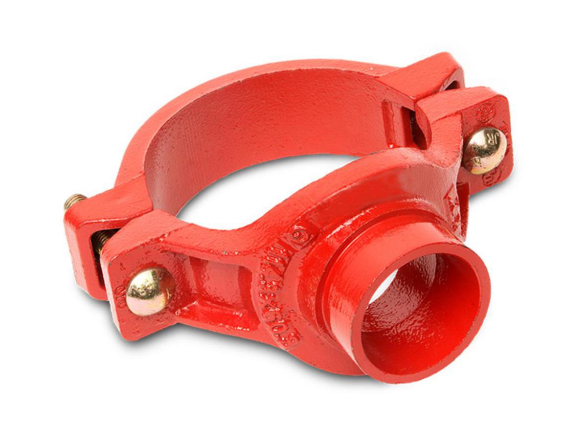 Mechanical T-Grooved Outlet, Red, a-collection - Red Mech. tee grooved outlet DN50XDN40