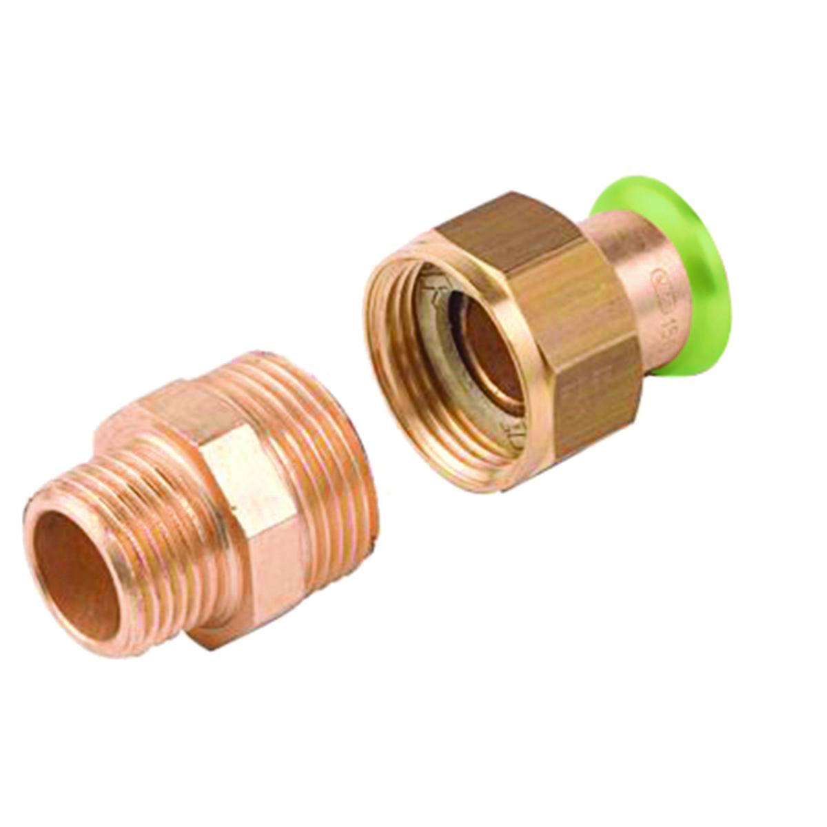Union coupling brass with ext thread Type M Copper, a-collection - 15XR20 UNION THREAD CU M A-PRESS-MALE THREAD