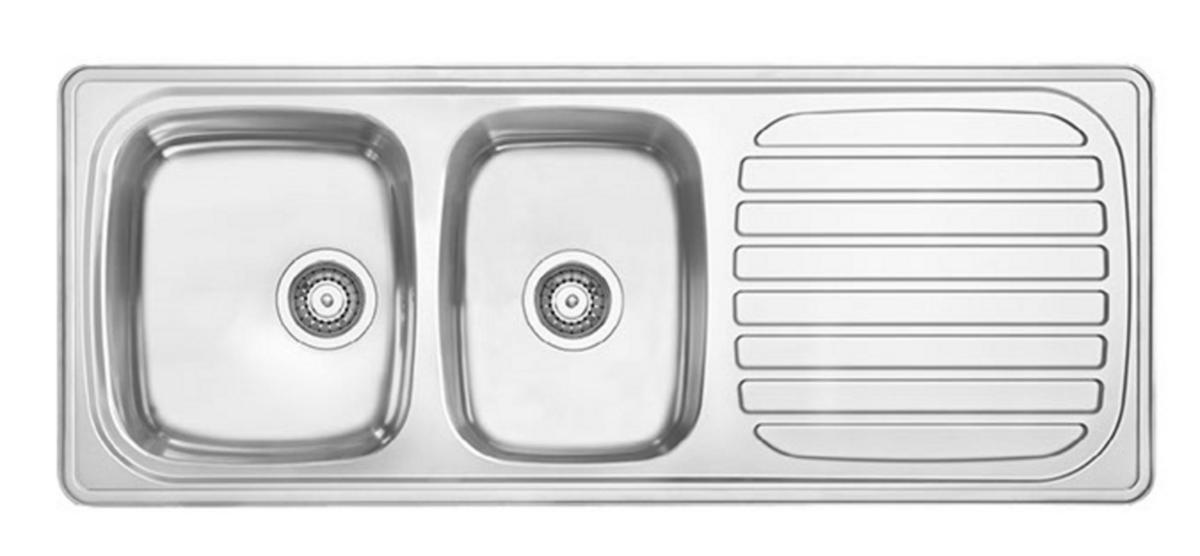 Diskbänk Harmony med korgventil slät plåt, Contura - CONTURA HARMONY 1200 K DB VÄNDBAR 2STORA/AVRINNING