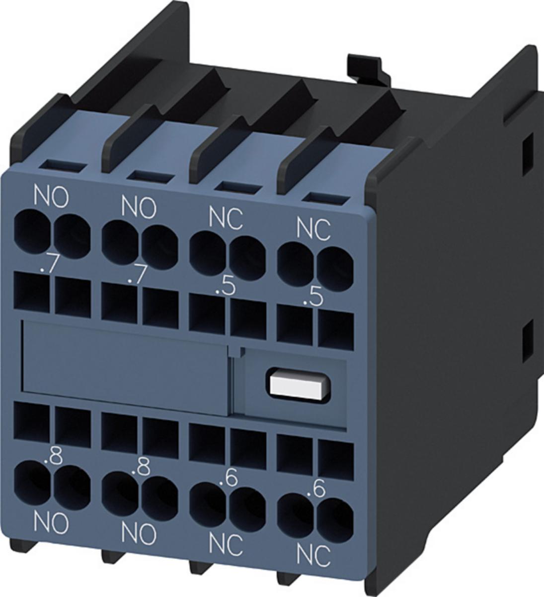 Hjälpkontaktblock frontmonterad enligt DIN EN 50 005, S00 till S3 fjäder - HJÄLPKONTAKTBL 2NO+2NC S00-S3 3RH2911-2FC22