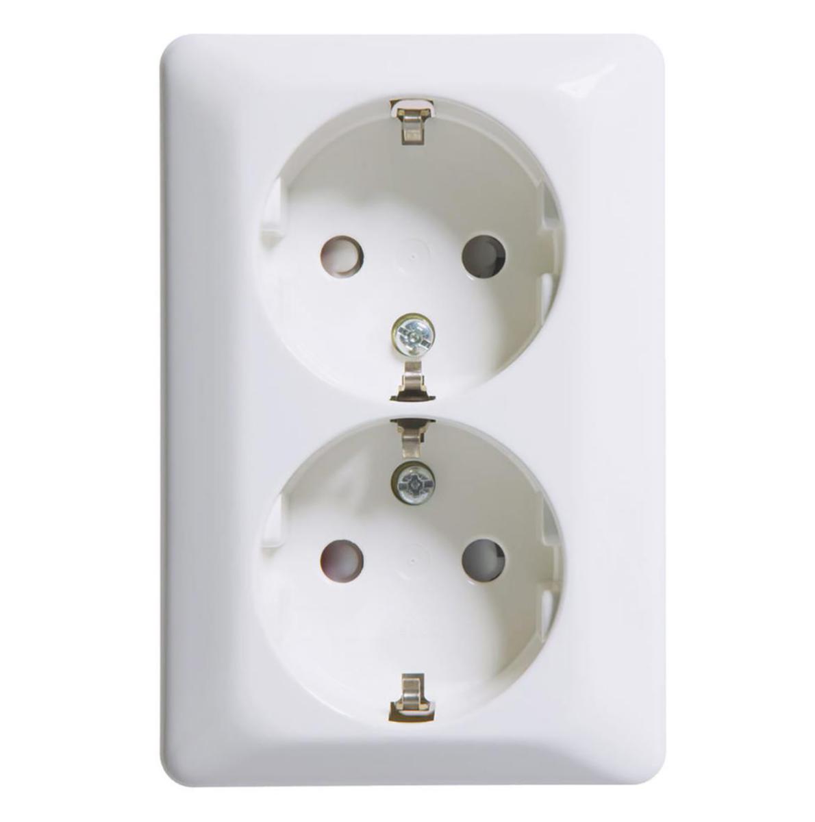 Elko-Qvik wall socket for surface mounting, - 2-WAY OUTLET SURFACE 1 BLINDCL EKO07494