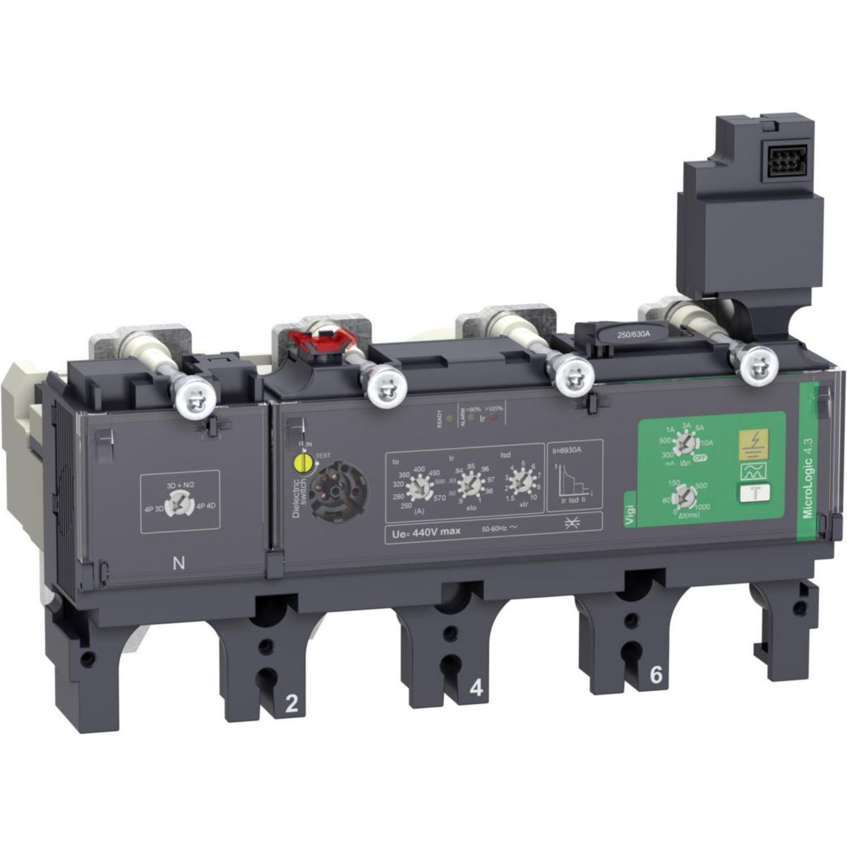 Skydd MicroLogic Vigi 4.3 - SKYDD 4P4D MICROL 4.3 400A C4044V400