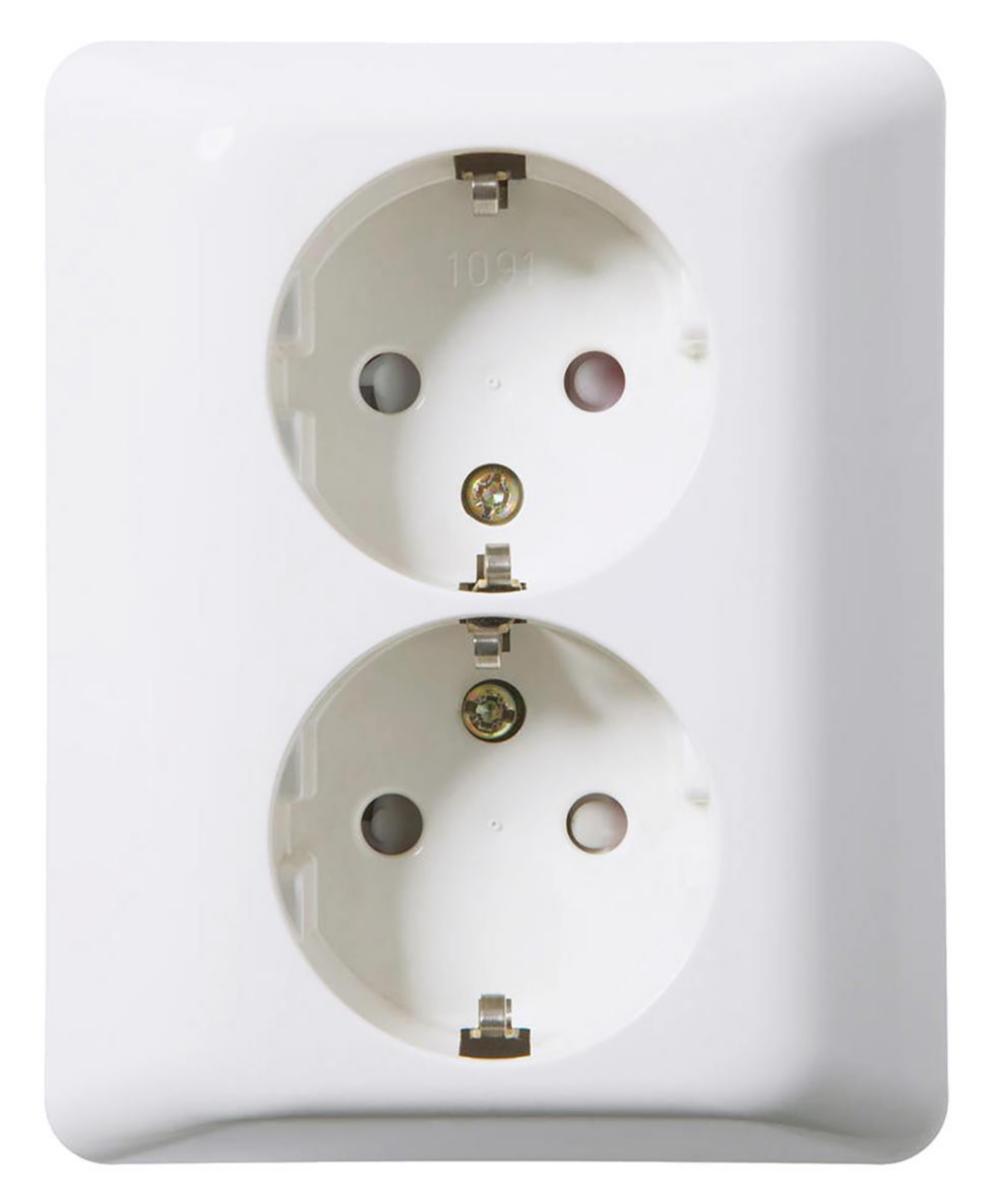 Wall socket 2-way grounded flush-mounted 16A, ELKO - D1091 PT SOCKET OUTLET PW EKO30125