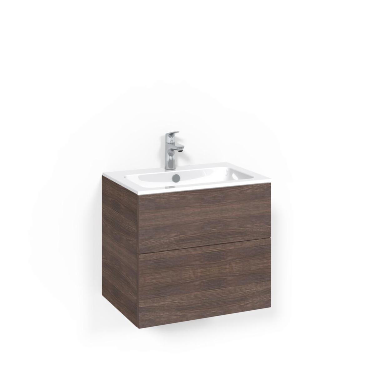 Tvättställsskåpspaket Crown Kommod 60x45 Brun Ask, Macro - MACRO TVÄTTSTÄLLSSKÅPSPAKET CROWN KOM 60X45 BR ASK PL L14