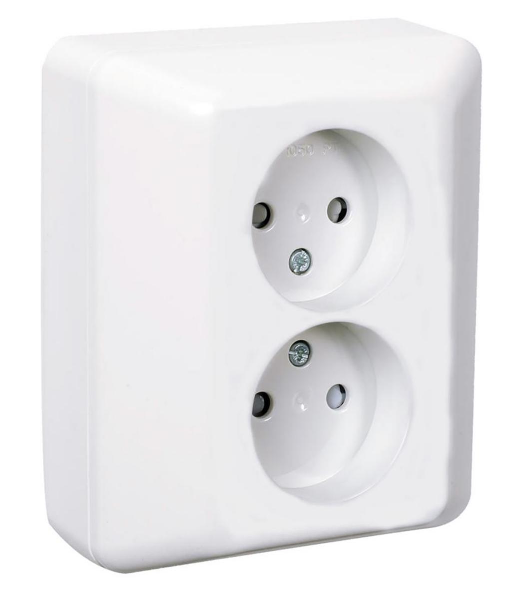 Wall socket Elko-Rot with raising frame - RS1051 2-WAY OUTLET ROOT PW EKO07564
