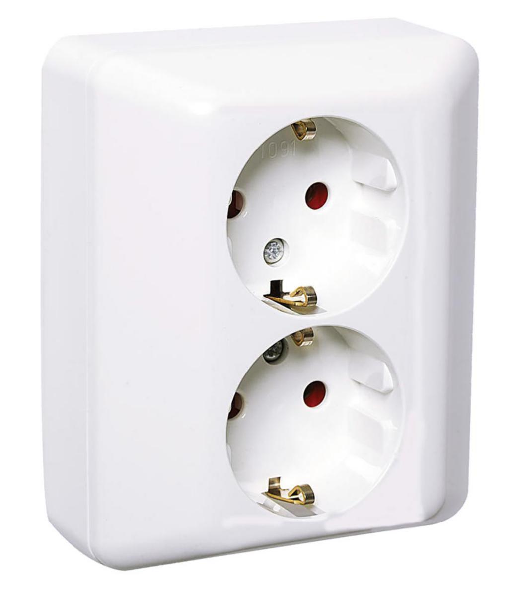 Wall socket Elko-Rot with raising frame - RS1091 2-WAY OUTLET ROOT PW EKO07565