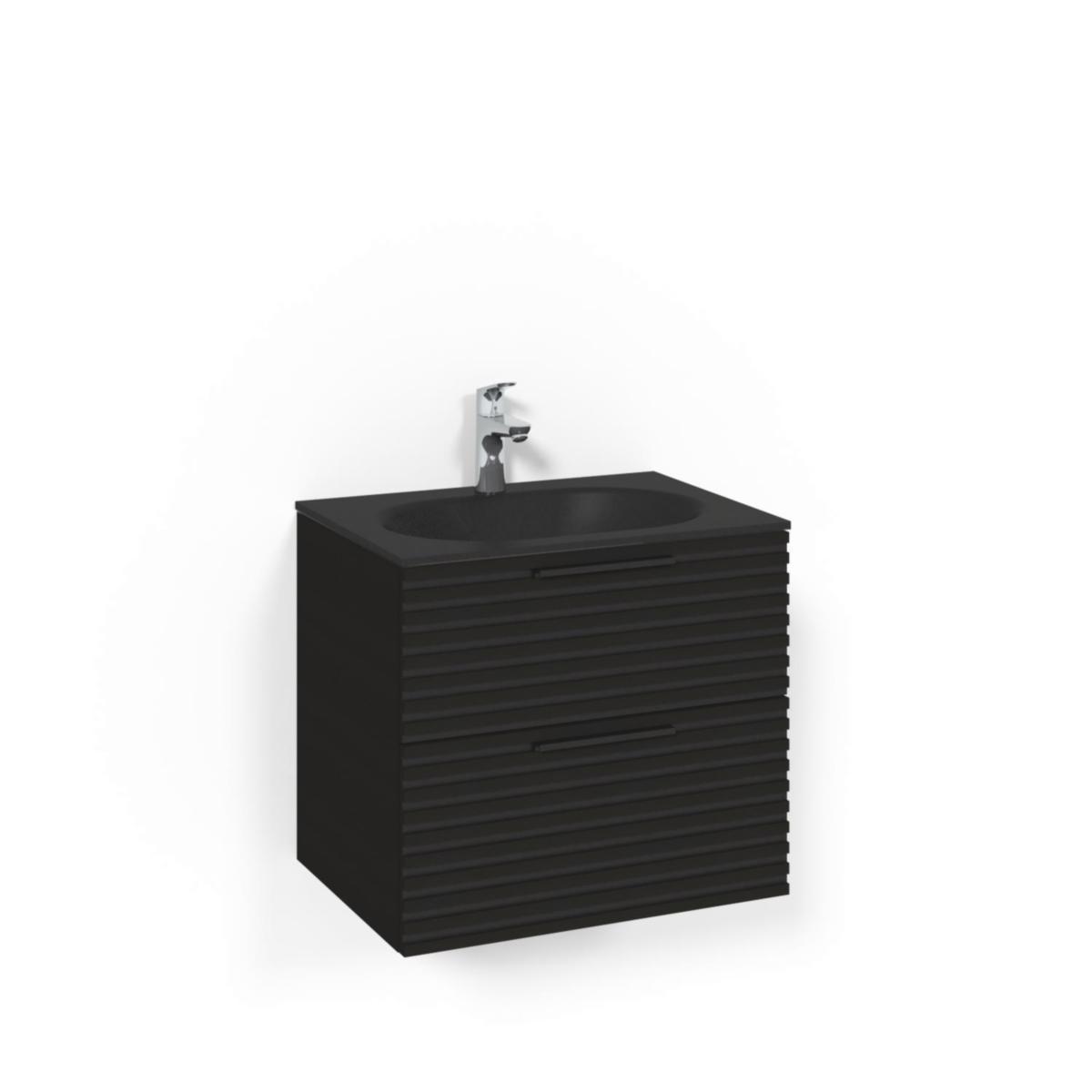 Tvättställsskåpspaket Crown Kommod 60x45 Svart Ek, Macro - MACRO TVÄTTSTÄLLSSKÅPSPAKET CROWN KOM 60X45 SV.EK ST MSG