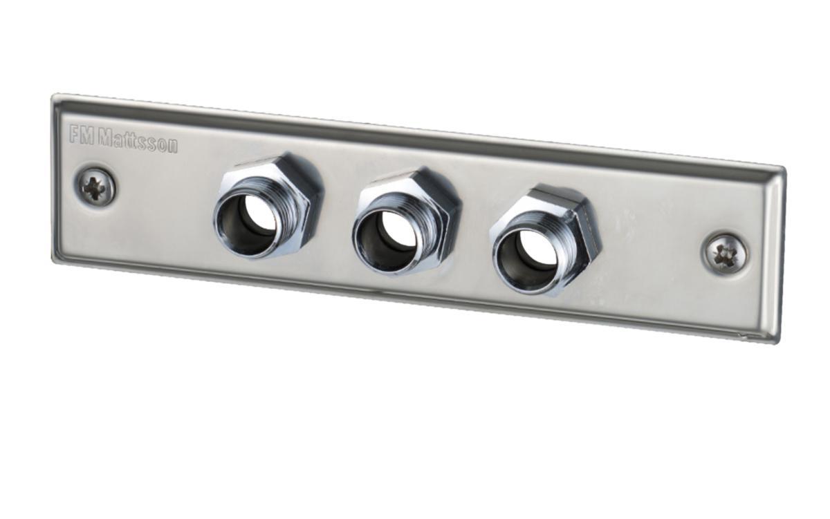 Väggbricka 3-Rörs Pex, FMM - VÄGGBR.FMM 1408-1550 TRERÖRS G1/2X15 PEXRÖR ROSTFRI