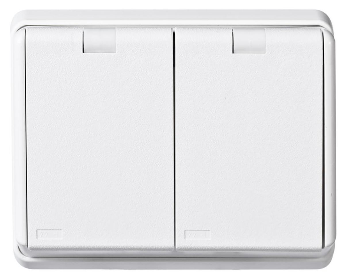 Wall socket 2-way flush IP44 with ground, Elko - 1090UPT IF SOCKET OUTLET WT PW EKO07478
