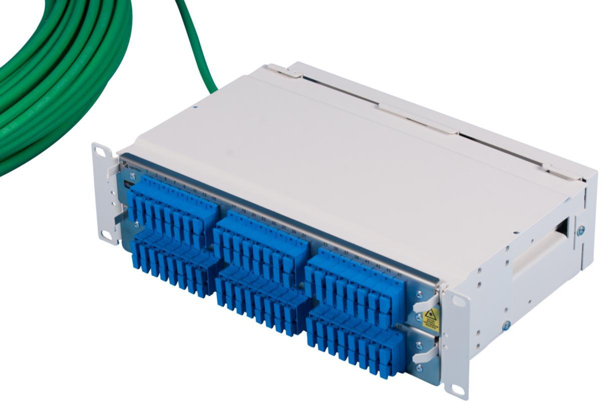 Fiberpanel ODF-enhet FiA 14", modell M, 96 SC/PC, mjuk kabel GAQQBDU Vänster, Hexatronic - ODF 14'' FIA 96XSC/PC GAQQ 70M 96/NBAA10135/70