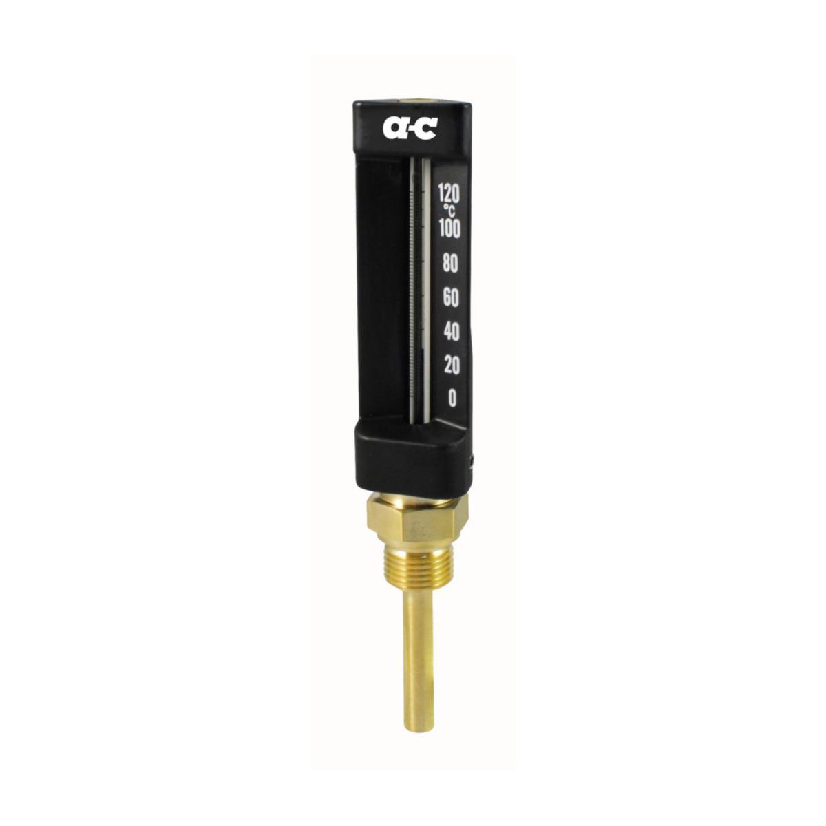Termometer blyfri rak, a-collection - G15X63 TERMOMETER 0-120°C 110X34 .ALU-HUS RAK BLYFRI