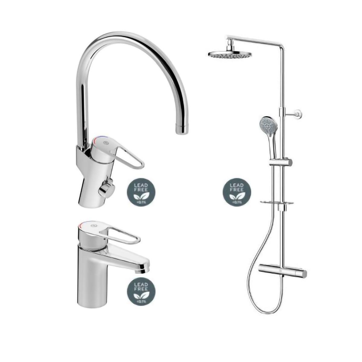 Mixer set Gbg Va Rotp. Bl-fr. 160 Ceiling shower - GBG VA ROT PACK MIXERS LEEDFREE. 160C/C ROOFSHOWER
