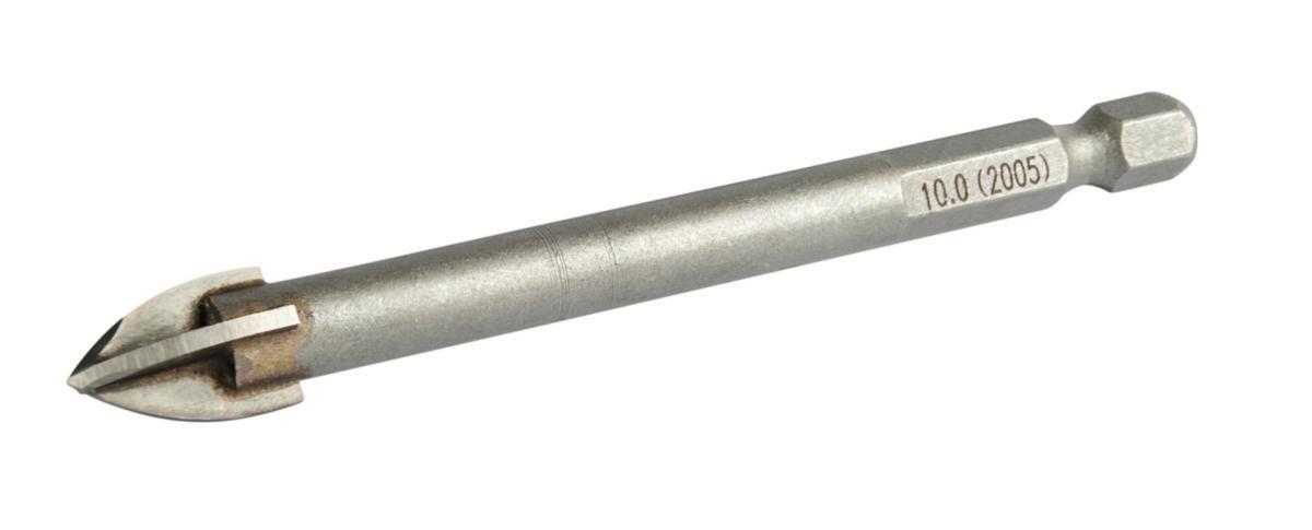 Tile Drill Bit Ironside HM 4-Cutter - TILE DRILL IRONSIDE 10MM 4-CUT HM GALVANIZED 85MM 202164