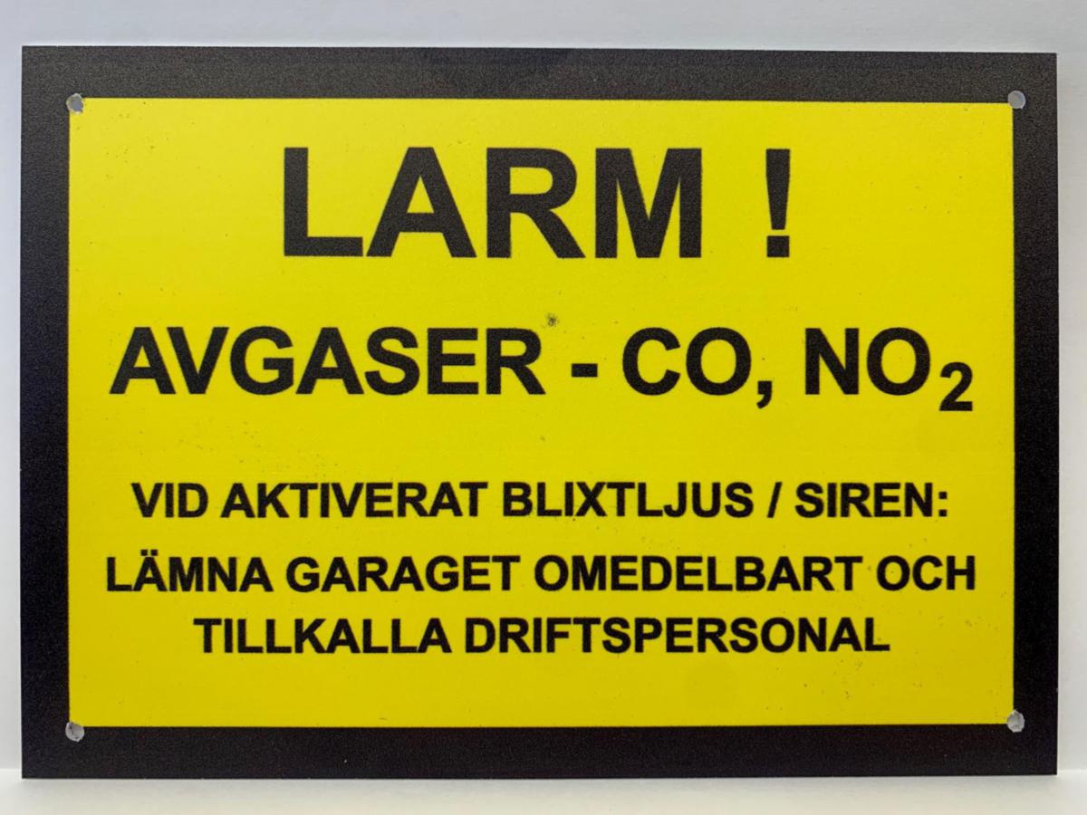 Samon - Köldmedielarm - Tillbehör - Glaciär MIDI - SKYLT "LARM AVGASER CO_NO2" A5 FORMAT