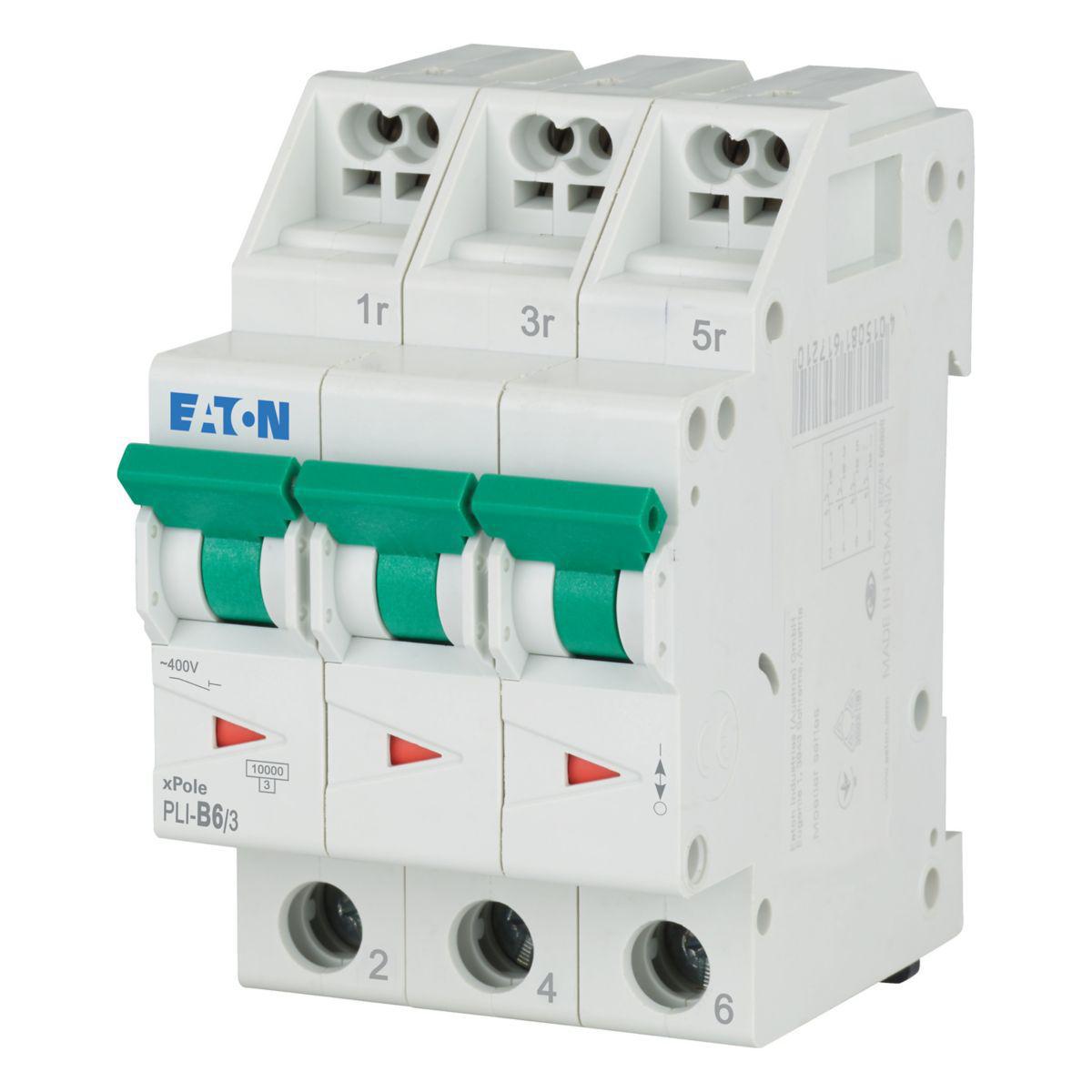 Minibrytare PLI snabbanslutning - MINIBRYTARE PLI 6A B PLI-B6/3
