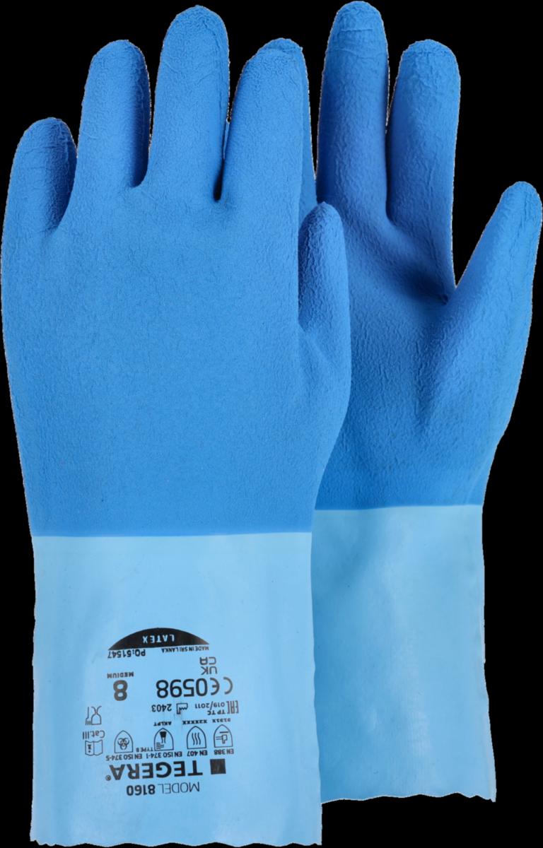 Kemskyddshandske Tegera 8160 Chemforce - LATEXHANDSKE TEGERA 8160 BLÅ STL 11
