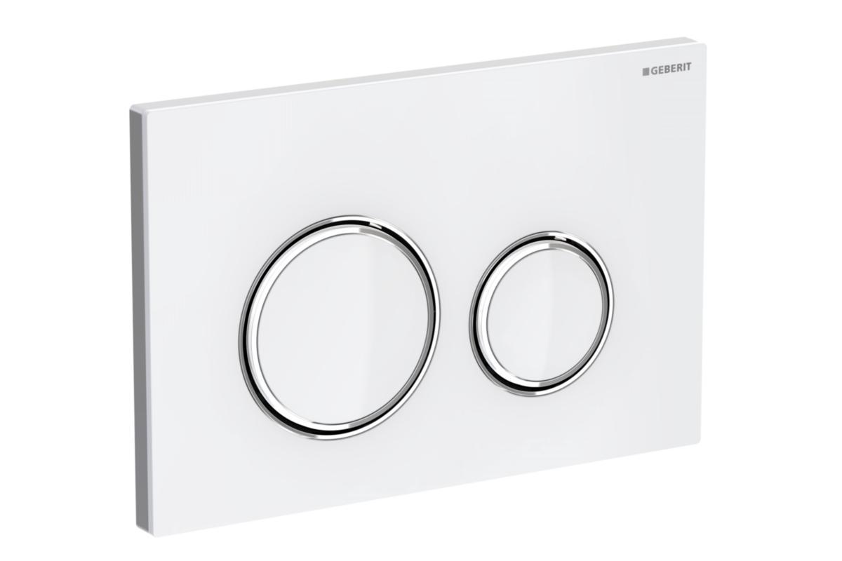 Tryckplatta Sigma 21, Geberit - GEBERIT SPOLPLATTA SIGMA 50 ROUND, DUBBEL, KROM/VIT GLAS