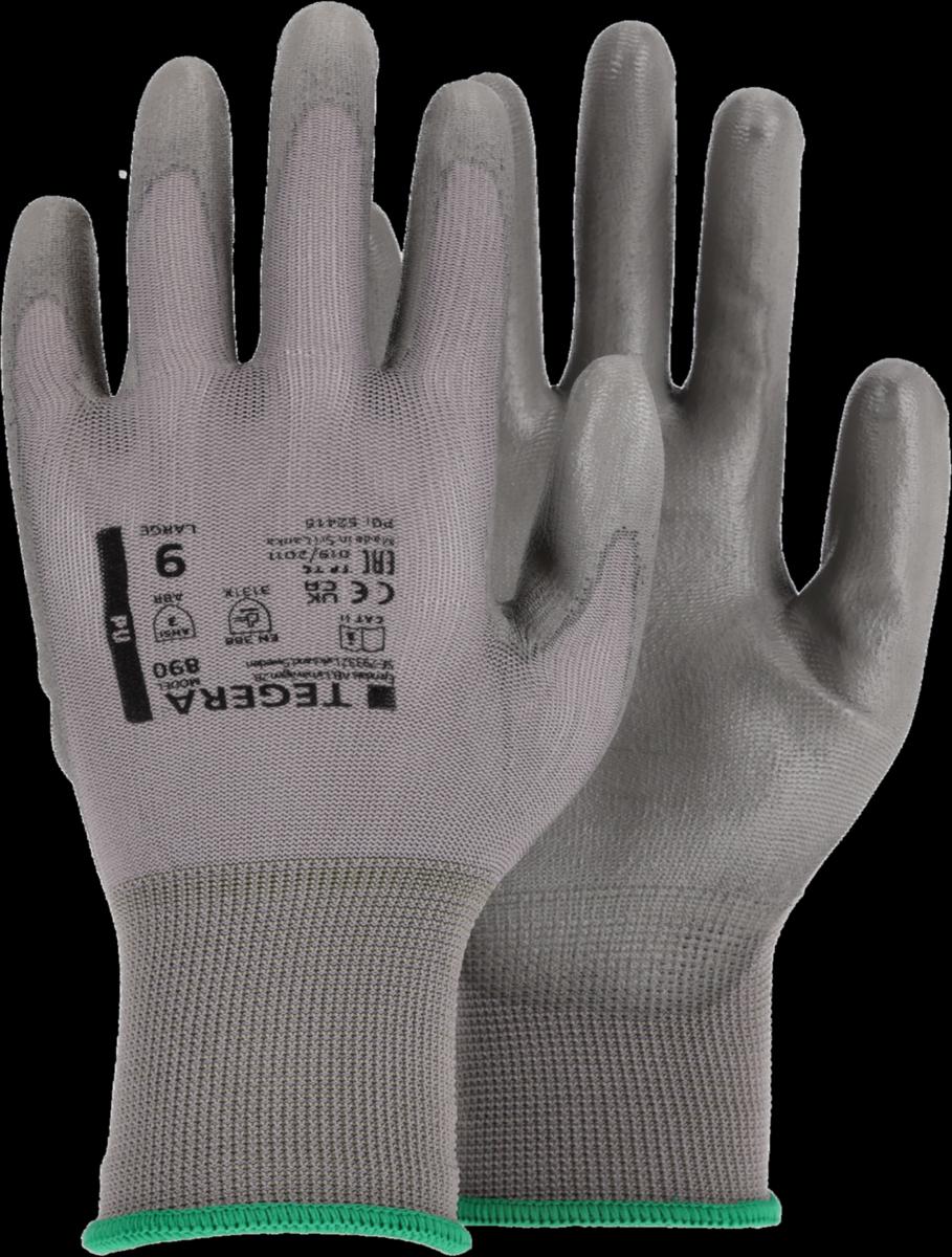 Glove Tegera Classic 890 - GLOVE TEGERA 890 GREY PU DIPPED NYLON SIZE6