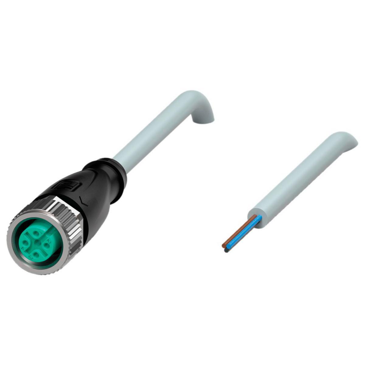 Kablage med honkontakt, M12, 4-pol, PVC - GIVARKABEL M12 2M V1-G-2M-PVC