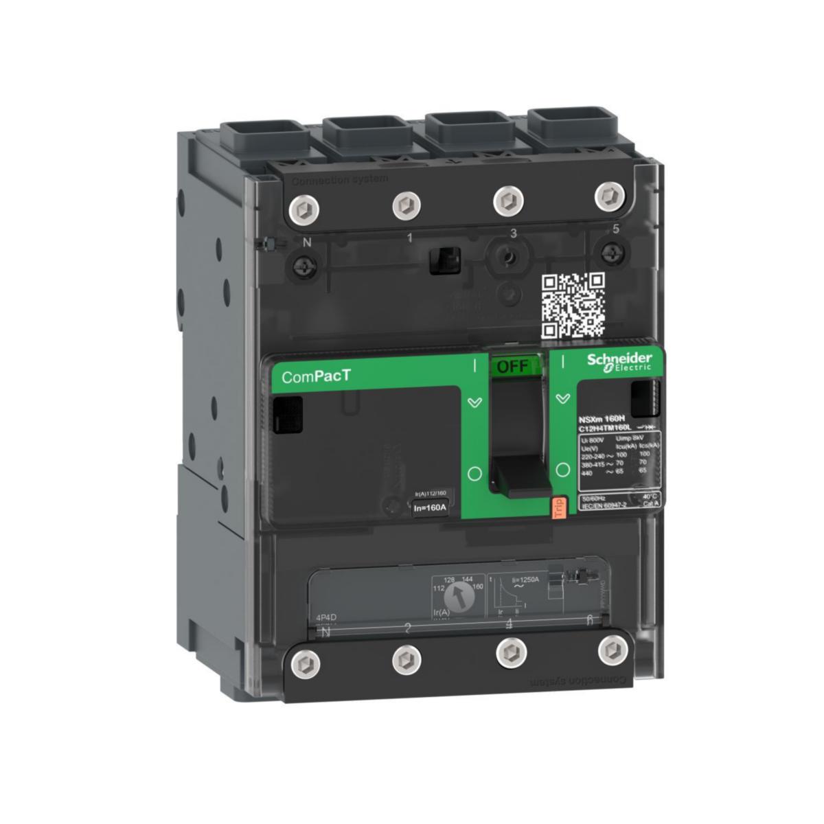 Effektbrytare ComPacT NSXm H - EFFEKTBR NSXM H TM160D 4P/3T E C12H6TM160L