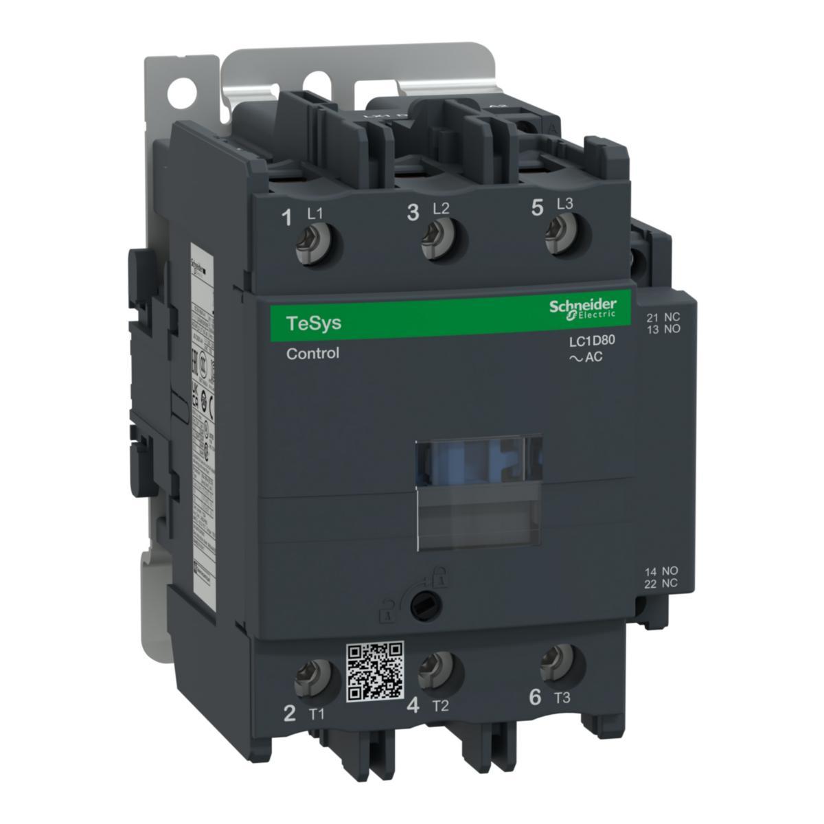 Kontaktor 80-150A LC1D, AC spole - KONTAKTOR 80A 37KW 400VAC LC1D80V7