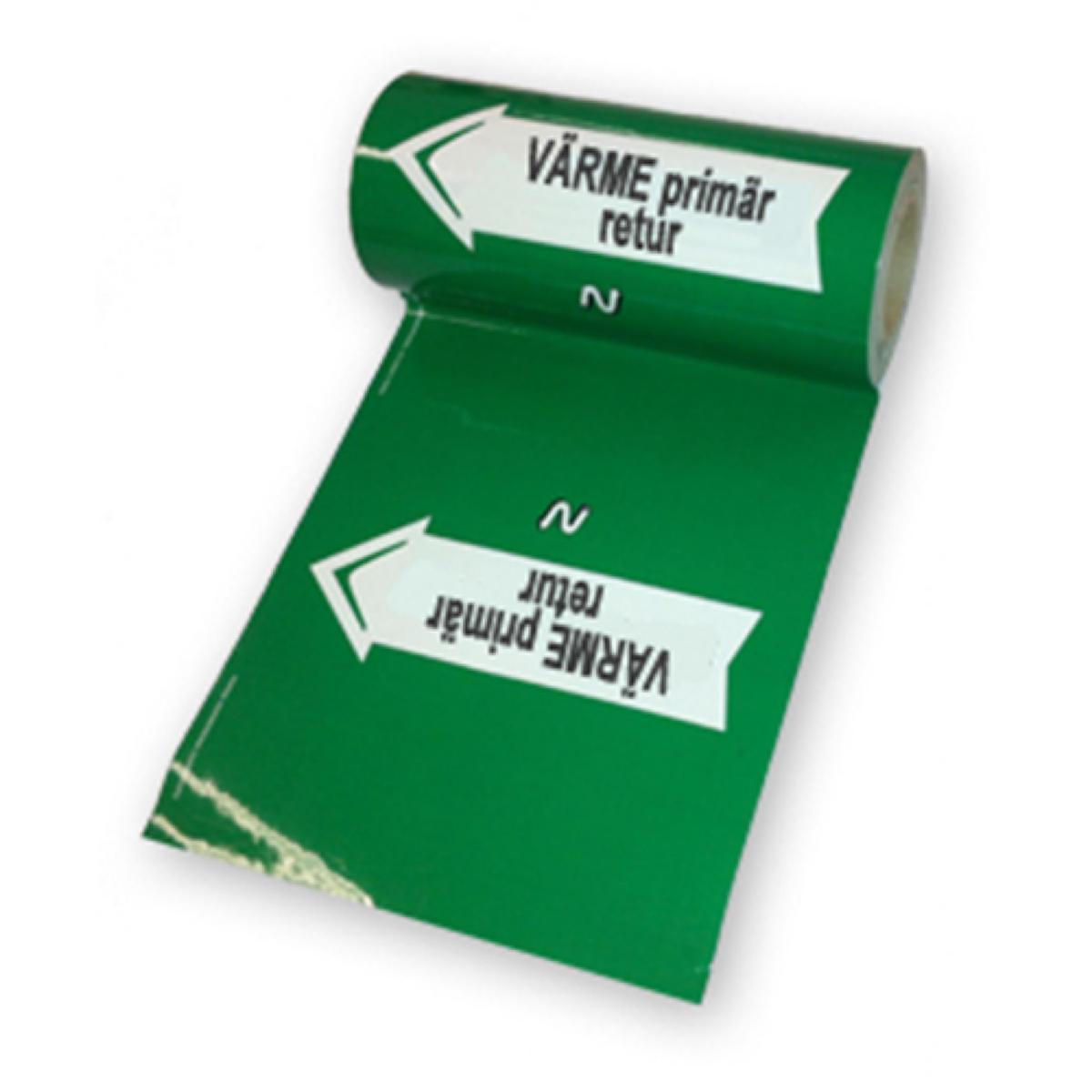 Pipe marking tape TIP-Standard - TIP STANDARD PRIMARY HEAT RETURN GREEN 160MMX10M