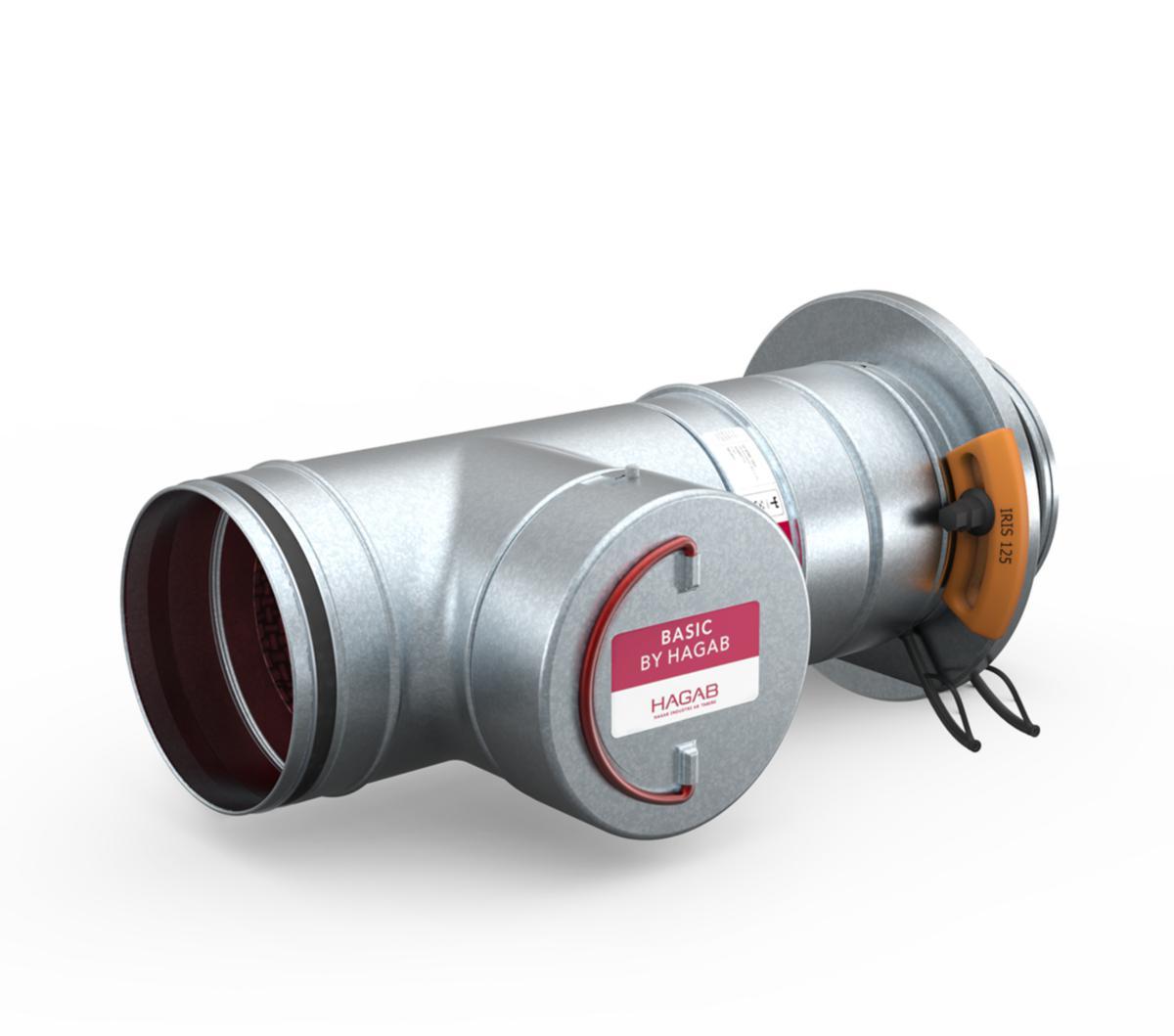 Backströmningsskydd BASIC-4 med integrerat IRIS-spjäll, Hagab - BACKSTRÖMNINGSSK BASIC-4-100-1 MÄTFUNK. HAGAB