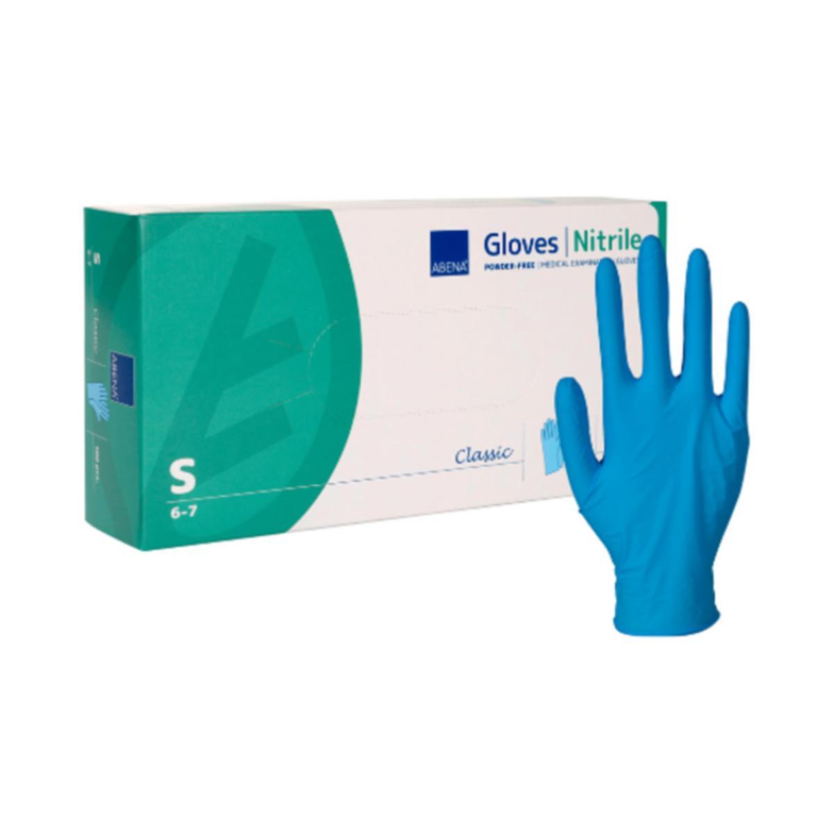 Engångshandske Abena Classic Nitril - ENGÅNGSHANDSKE ABENA CLASSIC NITRIL 0,08MM STL S 100 ST/FRP