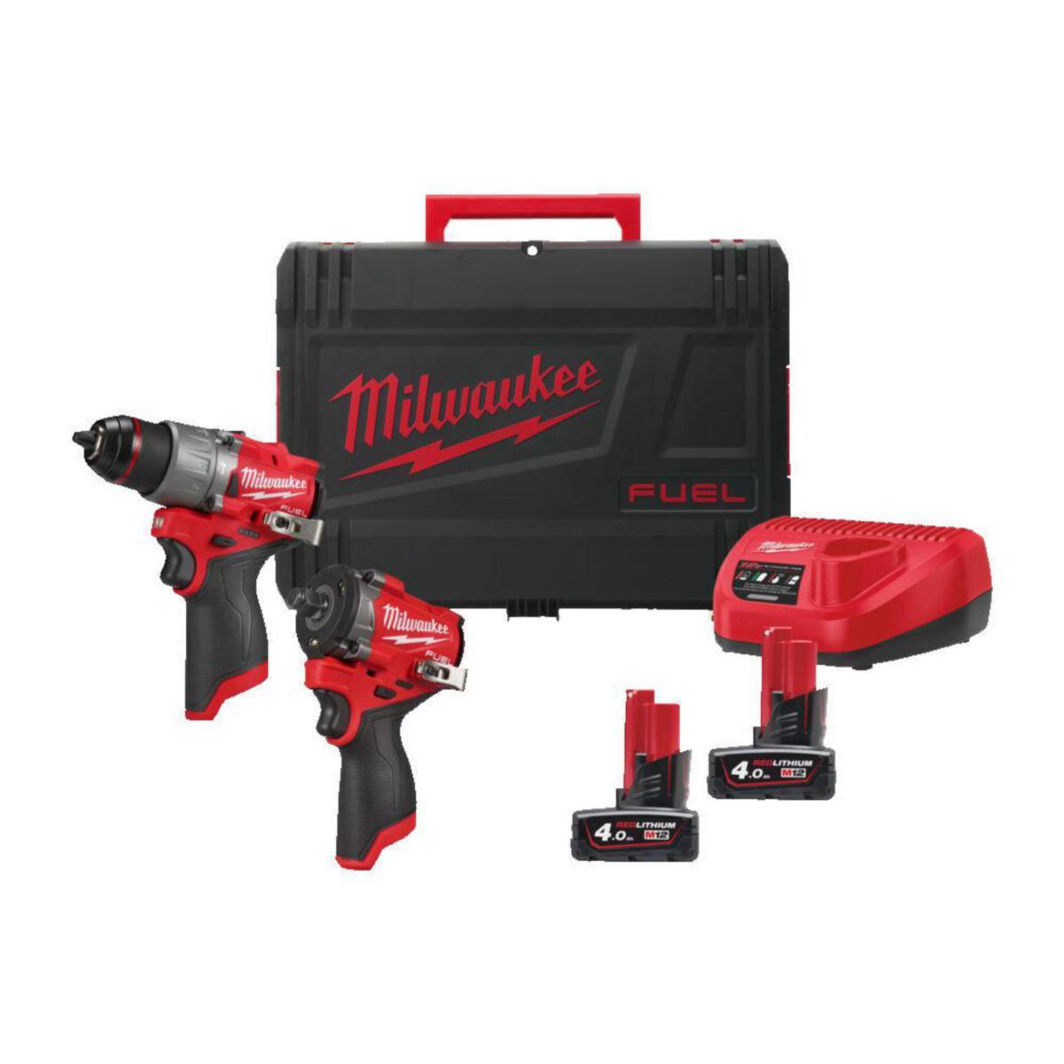 Powerpack Milwaukee M12 FPP2X2-402X - POWERPACK MILWAUKEE M12 FPP2X2-402X, 2 X 4,0 AH + CHAR
