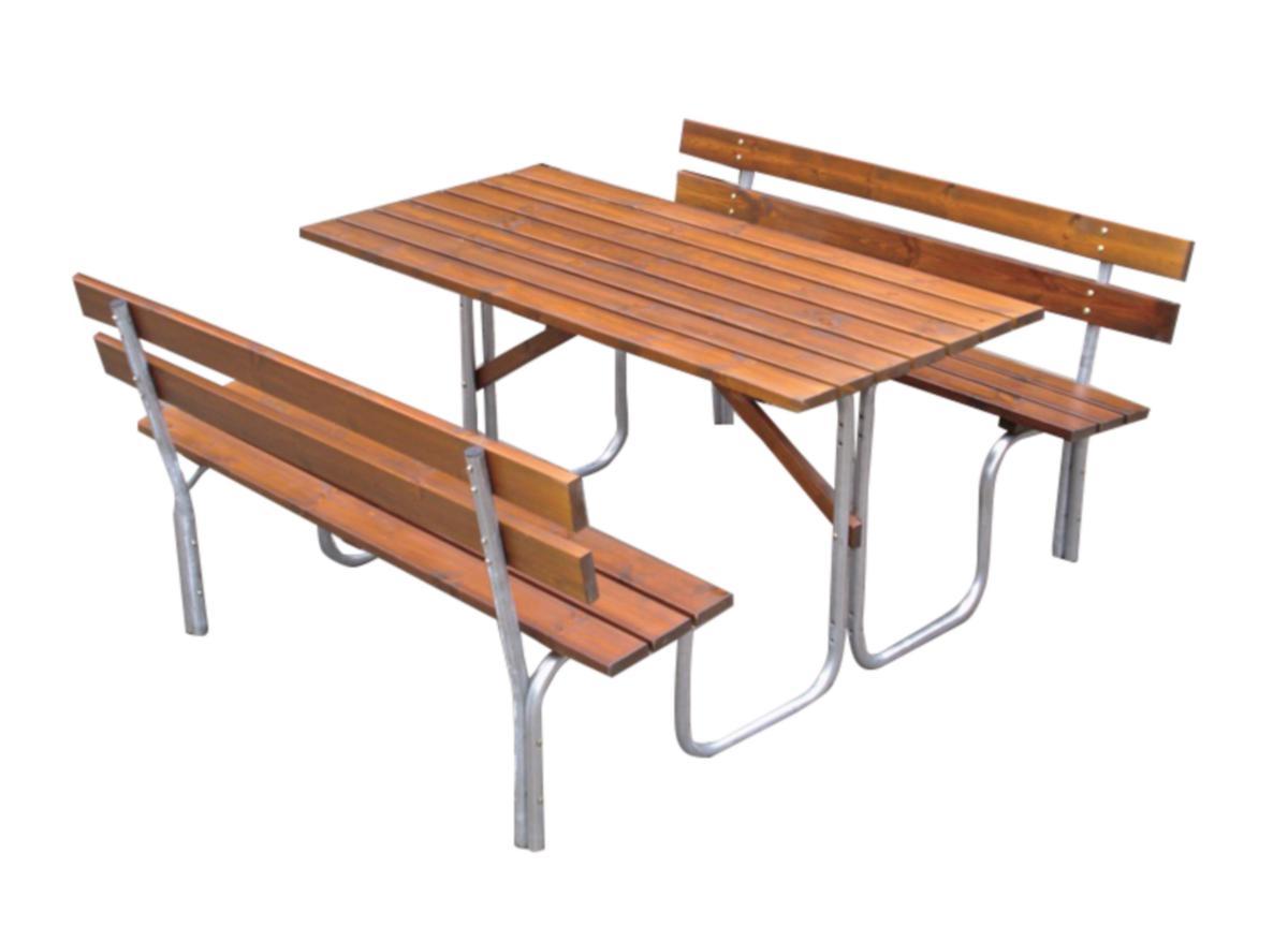 Bänkbord med rygg, 150 cm, Stålpicknick - BÄNKBORD STÅLPICKNICK 150 CM BRUNLASYR