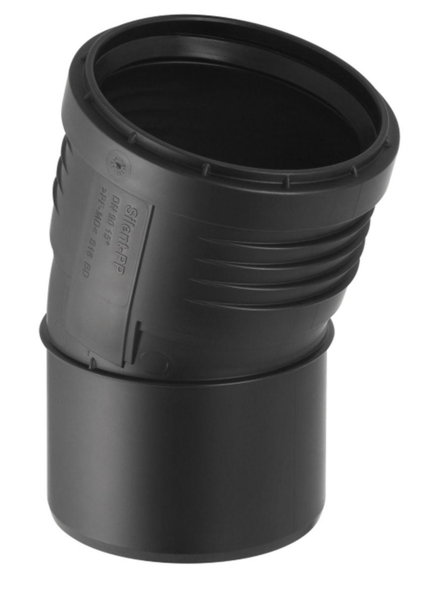 Böj med en muff, 15° PP, Silent PP - BÖJ 15°. 110MM SILENT PP. GEBERIT