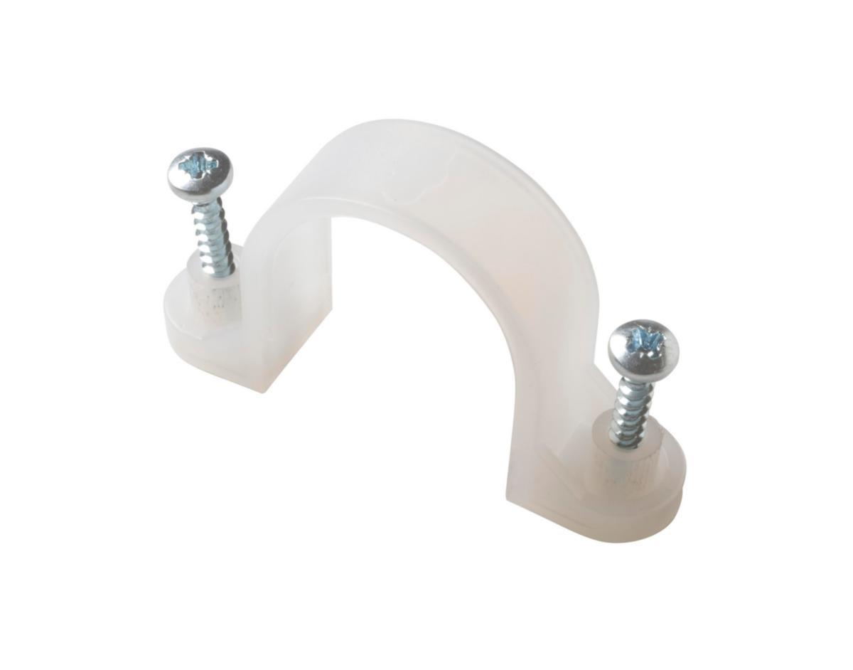 Klammer i plast, enkel för plast- och skyddsrör, a-collection - PLASTKLAMMA FÖR 25MM TOMRÖR A-COLLECTION, MED TVÅ SKRUVAR