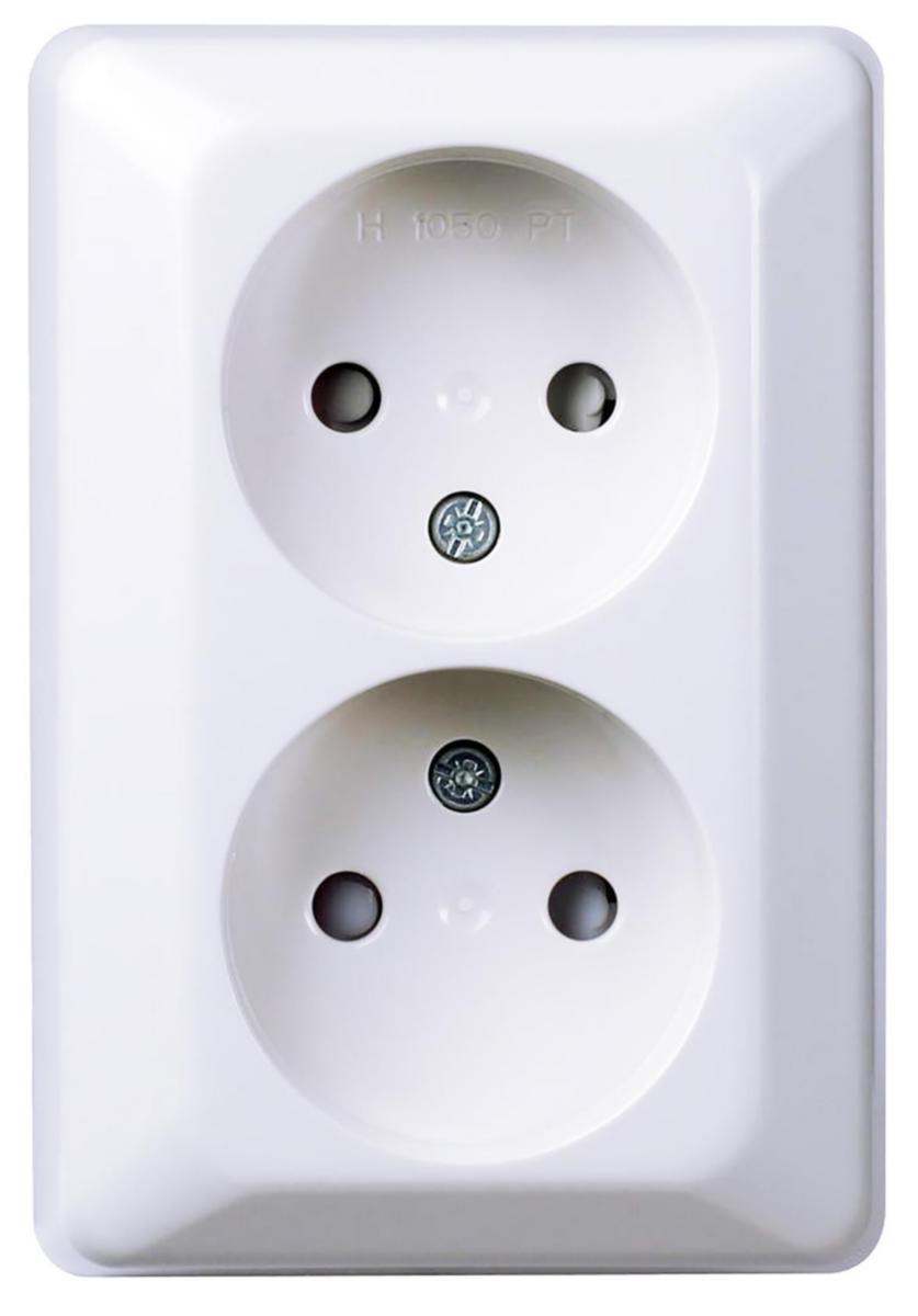 Elko-Qvick wall socket without ground for surface mounting - H1050 PT SOCKET OUTLET PW EKO07496