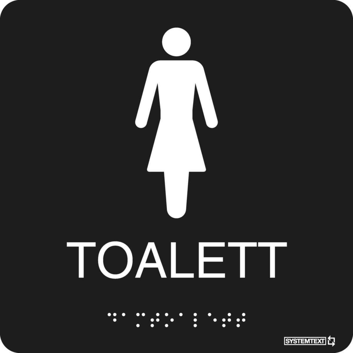 Taktila skyltar för Toalett, dusch , WC/RWC - SKYLT TAKTIL TOALETT DAM SVART