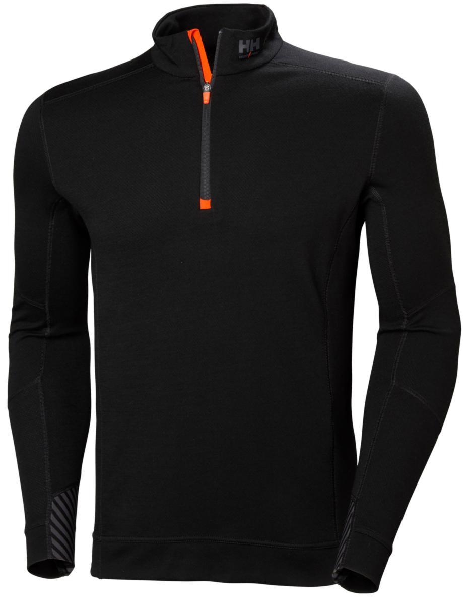 Crewneck Helly Hansen Lifa Merino 75107 - HALF ZIP HH 75107-990 BLACK BASELAYER LIFA MERINO S