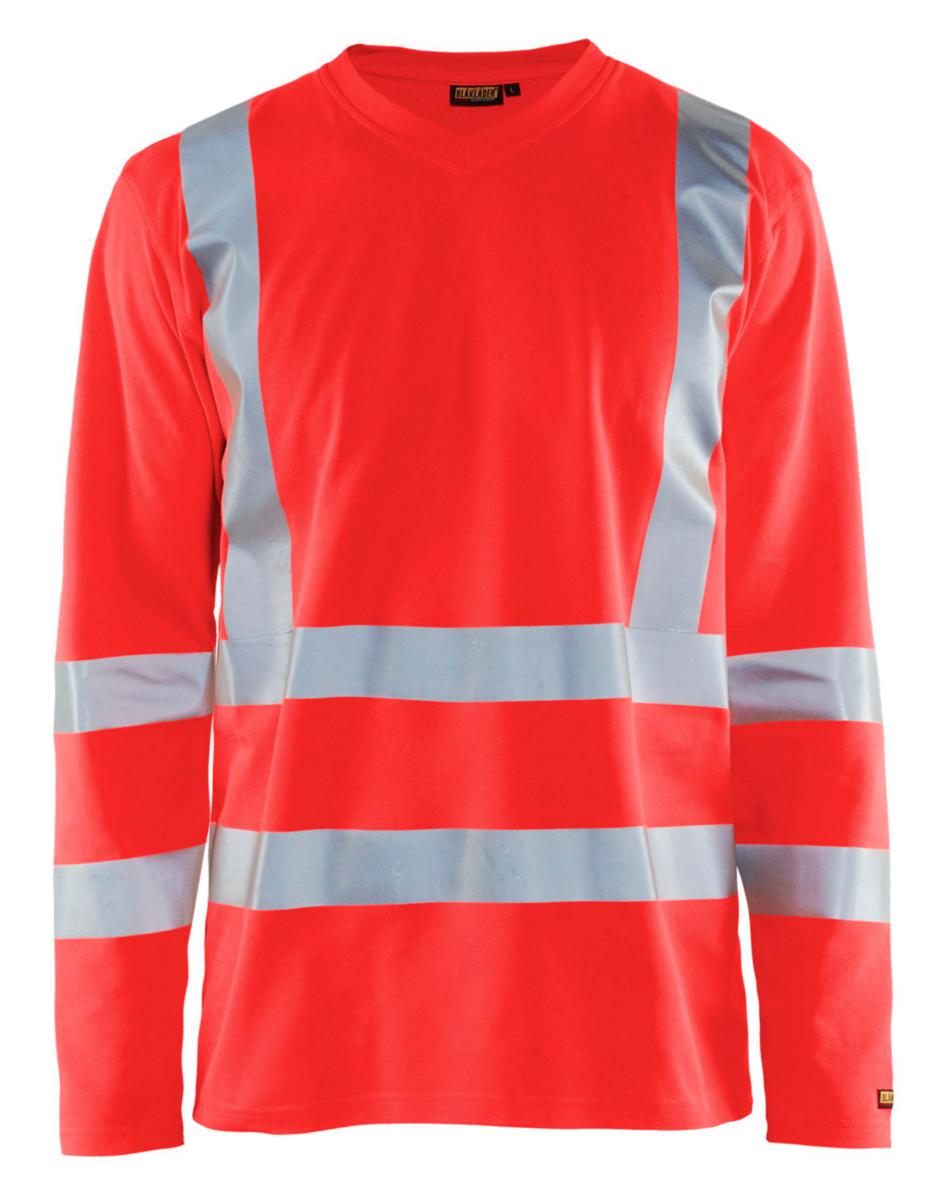T-shirt Blåkläder 3381-1070 lång ärm - T-SHIRT BLK 3381-1070 RÖD VARSEL KL 3 LÅNG ÄRM STL 3XL