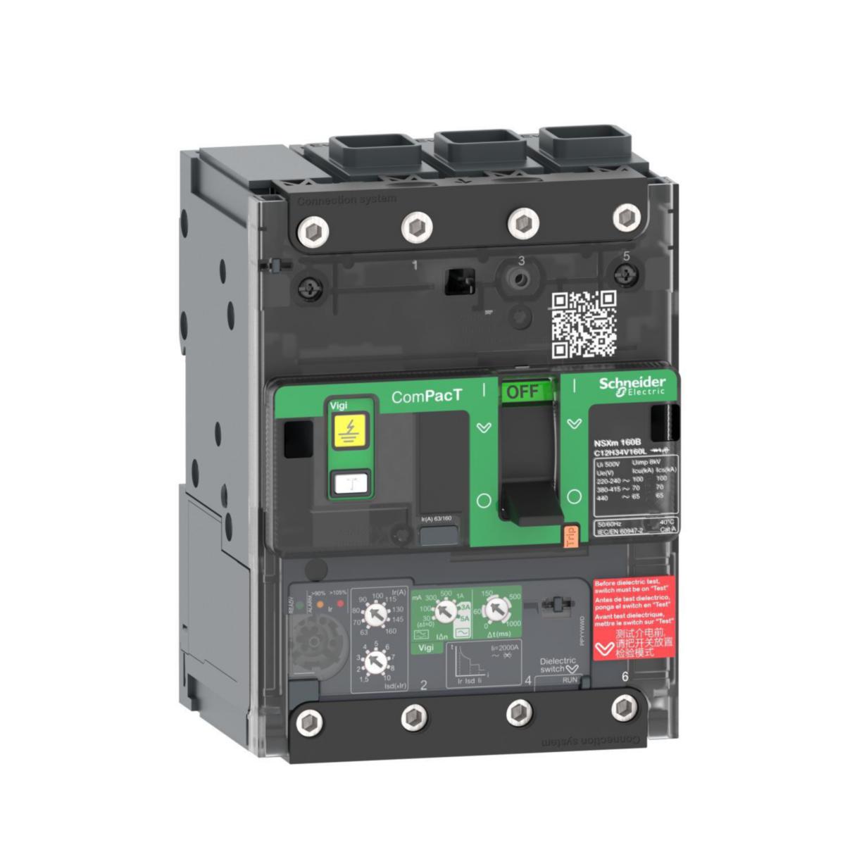Effektbrytare ComPacT NSXm MicroLogic Vigi 4.1 B - EFFEKTBR NSXM B VIGI 100A 3P E C11B34V100L
