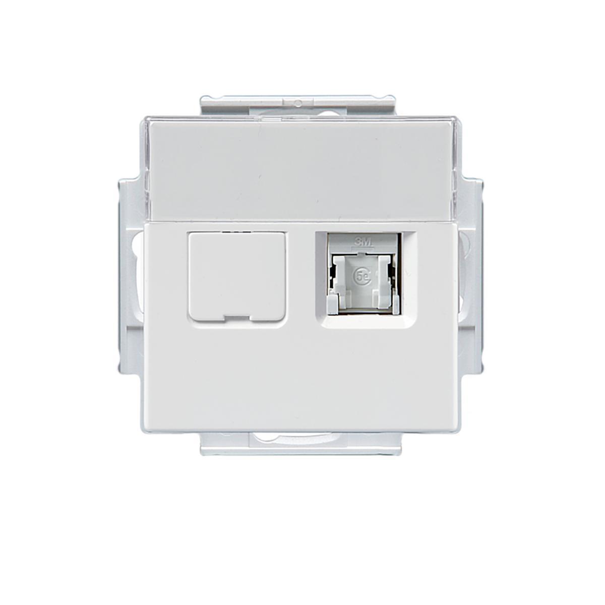 Complete module socket Impressivo 2xRJ45 C6 UTP, ABB - COMPLETE MODULE SOCKET 2XRJ45 CAT6 UTP WHT FOT6208-84