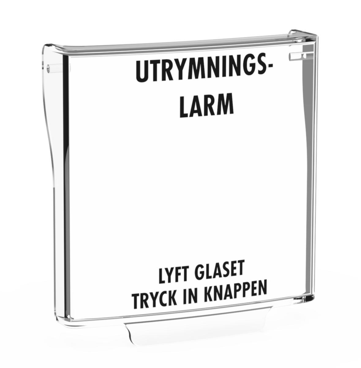 Skyddslucka med text, LK-5 serien - SKYDDSLOCK UTRYMNINGSLARM LK-5-GLAS-UL