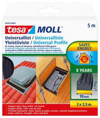 TÄTNINGSLIST UNI-LIST EPDM 5Mx10MMx5MM, SVART