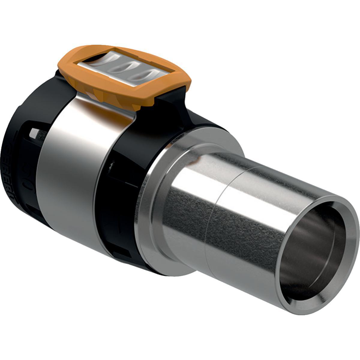 Övergångskoppling med slätända RF, FlowFit, Geberit - FLOWFIT ÖVERGÅNG 50X42MM T MAPRESS RF SLÄTÄNDA, GEBERIT