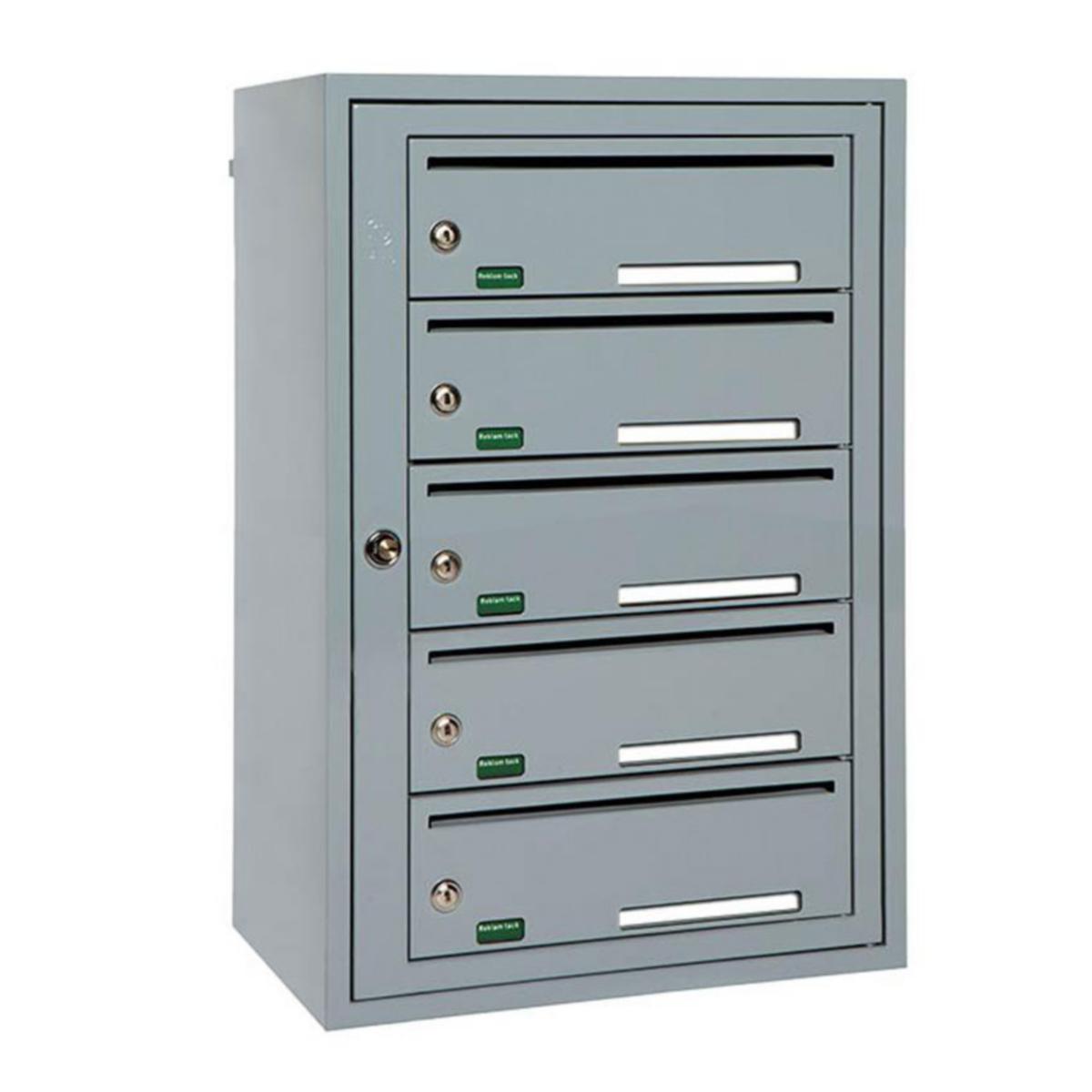 Fastighetsbox Svenskboxen inomhus - SVENSKBOXEN INOMHUS 1X5 5 FACK - 499X740X310 - SILVER