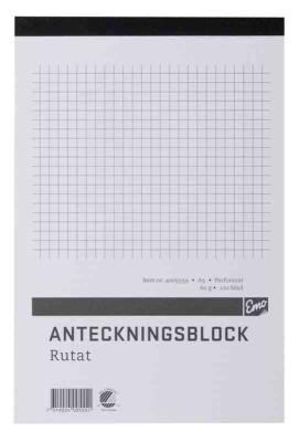 ANTECKNINGSBLOCK A5 RUTAT 60 G. 100 BLAD