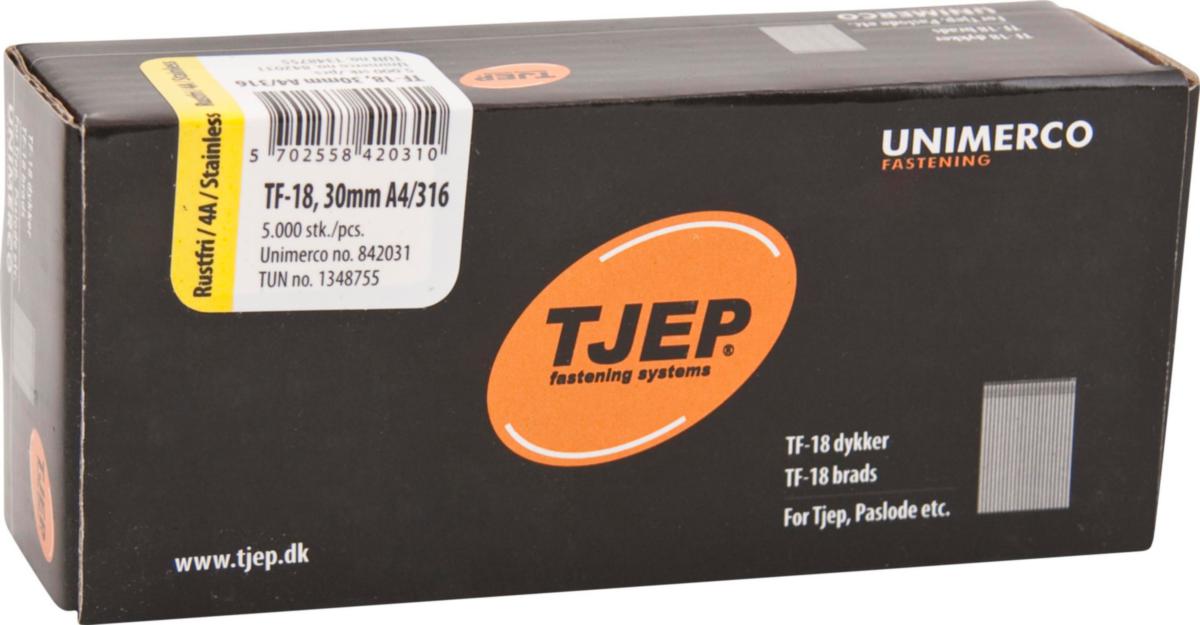 Stift TF-18 Tjep - STIFT TF18 ROSTFRI A4 ROSTFRI. 30MM STIFT 5000/FRP