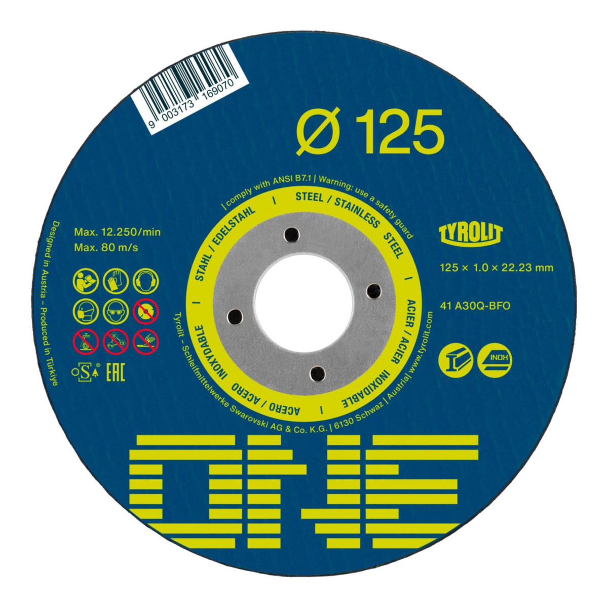 Cutting Disc Tyrolit One - CUT-OFF WHEEL TYROLIT ONE STR 125x1x22,23 2IN1