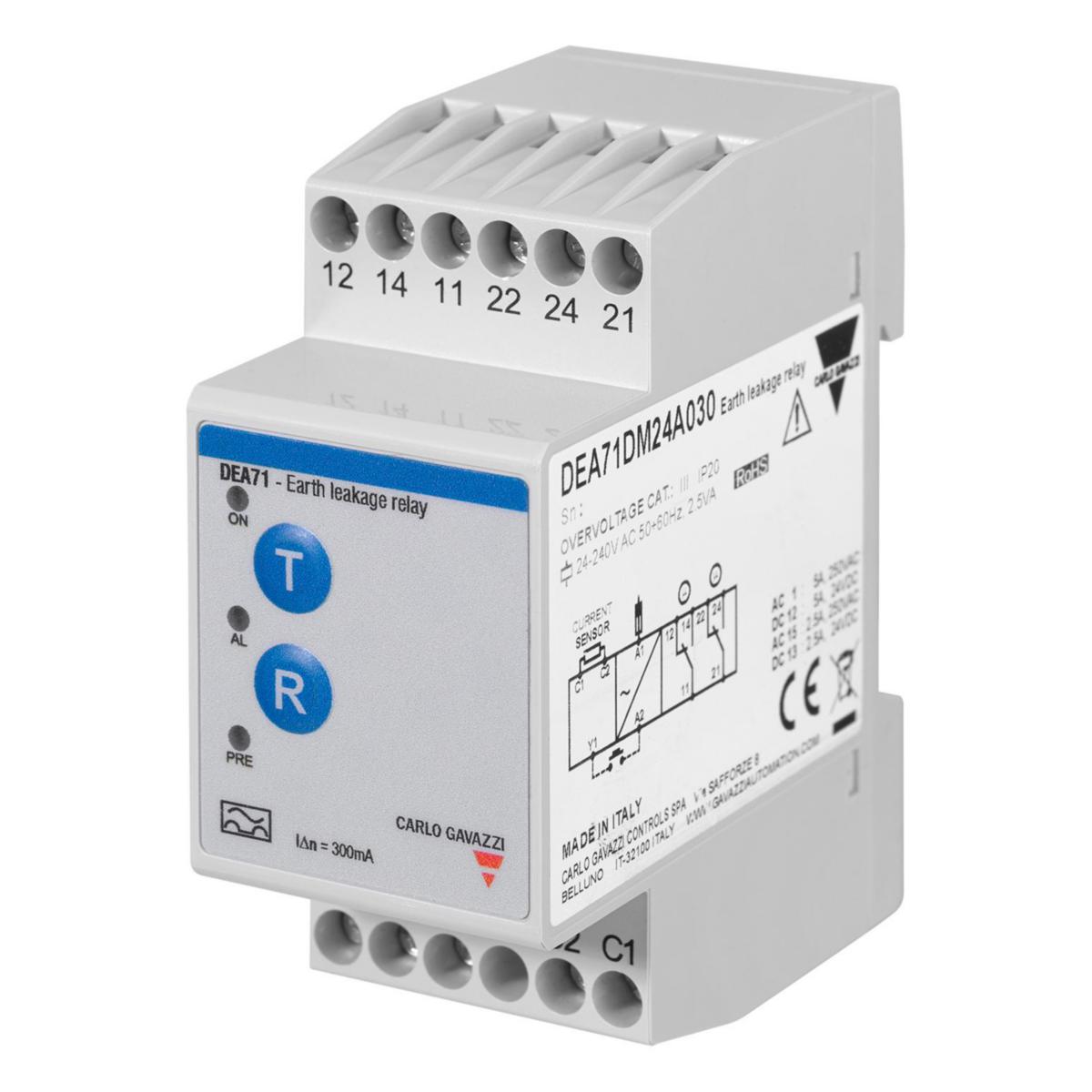 Jordfelsrelä DEA/DEB - JORDFELSRELÄ 24 - 240VAC 300MA DEA71DM24A030