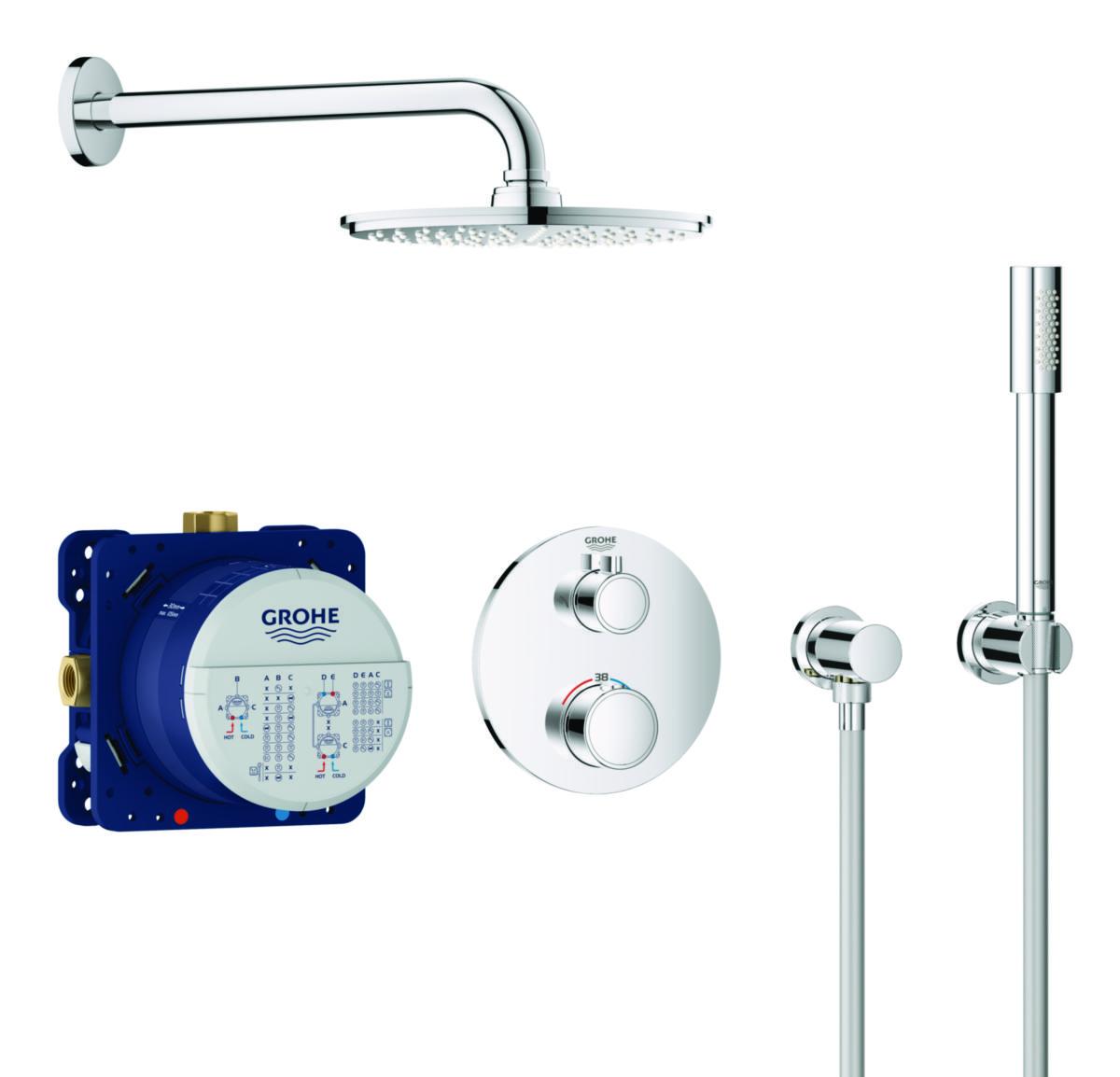 Duschsystem GRT Rund, Grohe - GROHE DUSCHSYSTEM F.INBYGGNAD GRT TERMOST.KPL DUSCH RUND+SET