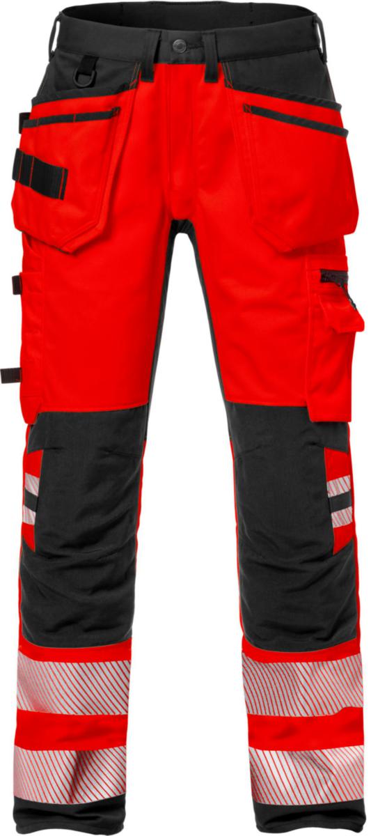 Midjebyxa Fristads 2707 PLU Stretch - MIDJEBYXA FR 2707 PLU RÖD/SVA VARSEL KL2 HANTVERK STL D88