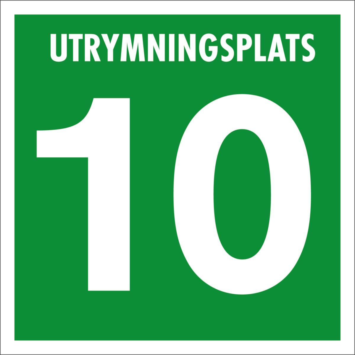 Skylt Utrymningsplats - SKYLT UTRYMNINGSPLATS NR 10 150X150 MM UP-NR-10