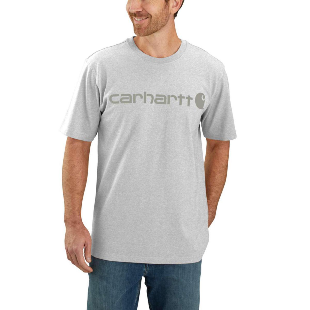 T-shirt Carhartt 103361 Logo - T-SHIRT CARHARTT 103361 LOGO HEATHER GRÅ STL XL